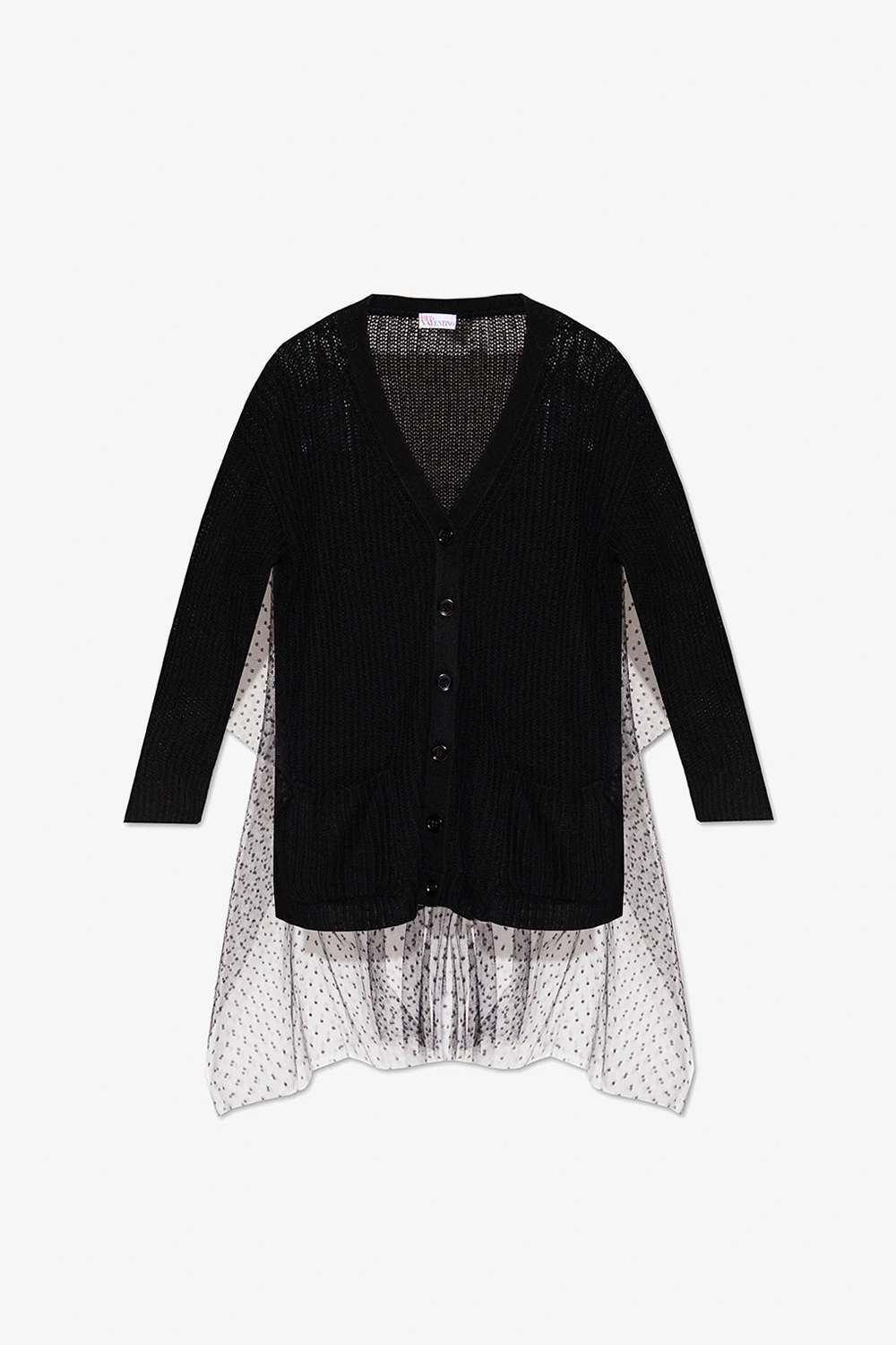 BLACK Cardigan with tulle trims