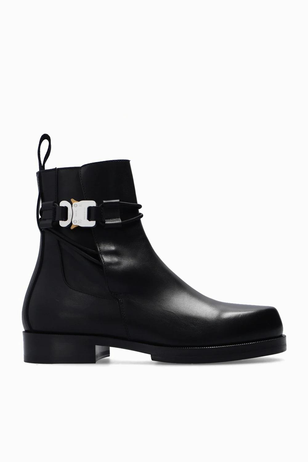 BLACK Ankle boots w/ rollercoaster buckle