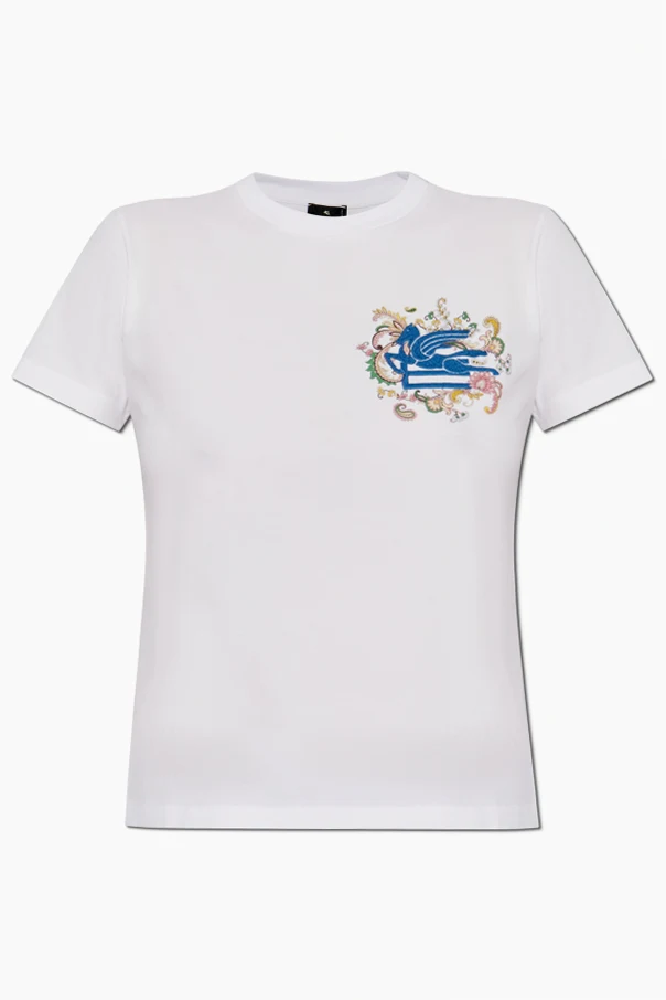 WEISS T-Shirt mit gesticktem Logo