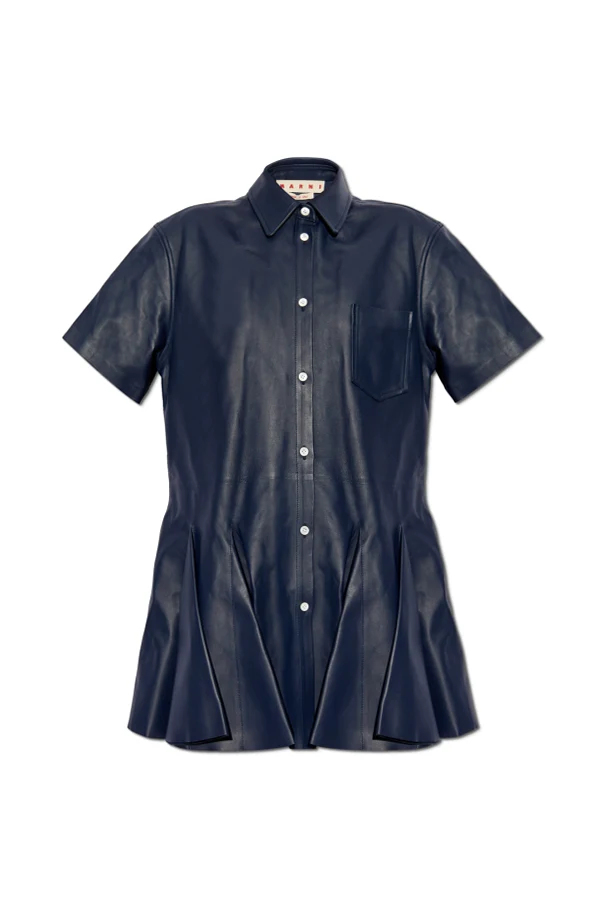 MARINEBLAU Ledernes Kleid