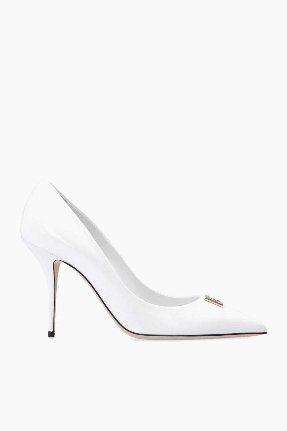 WHITE Stiletto pumps with logo