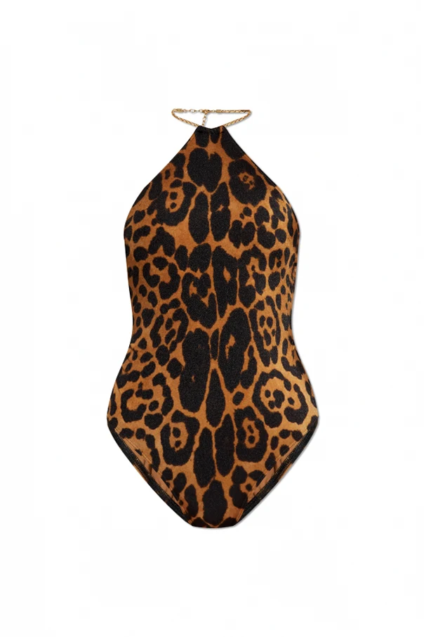 BRĄZOWY Jednoczęściowy kostium kąpielowy