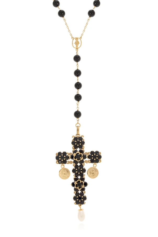 CZARNY Naszyjnik z motywem religijnym