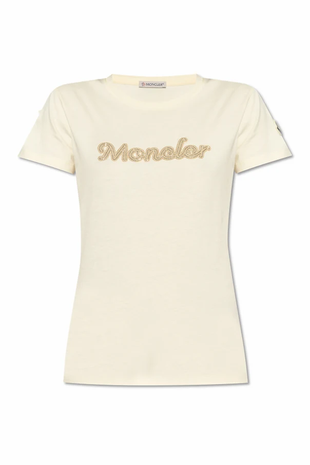 CREME T-Shirt mit glänzenden Applikationen