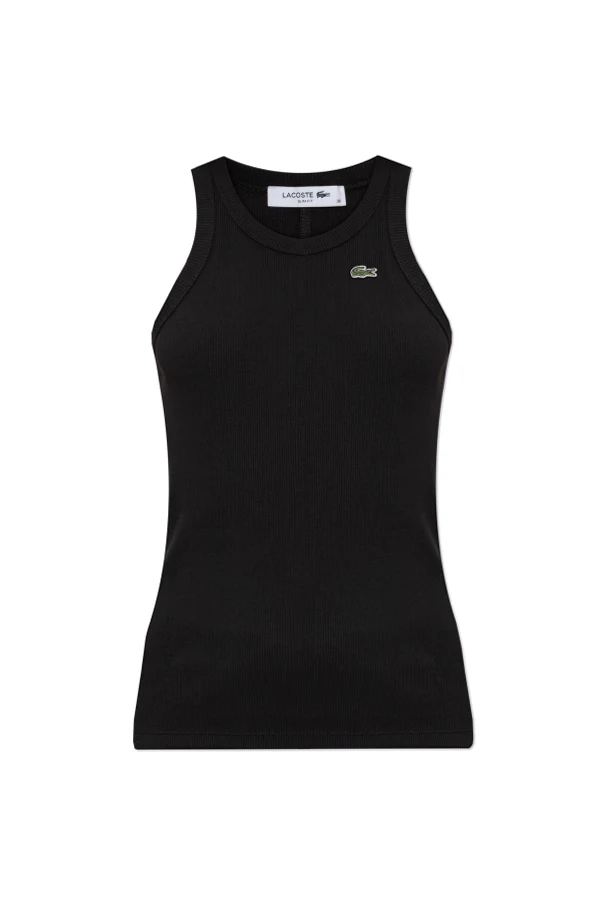 BLACK Ribbed top with logo patch