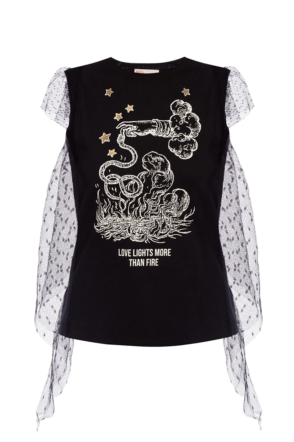 BLACK Top with tulle trim