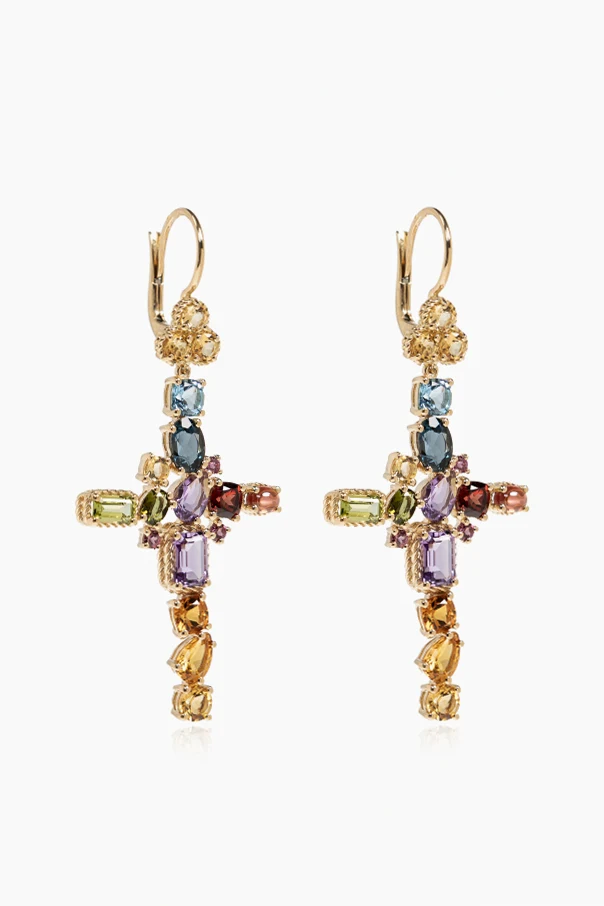 MEHRFARBIG Goldene Ohrringe mit religiösem Motiv
