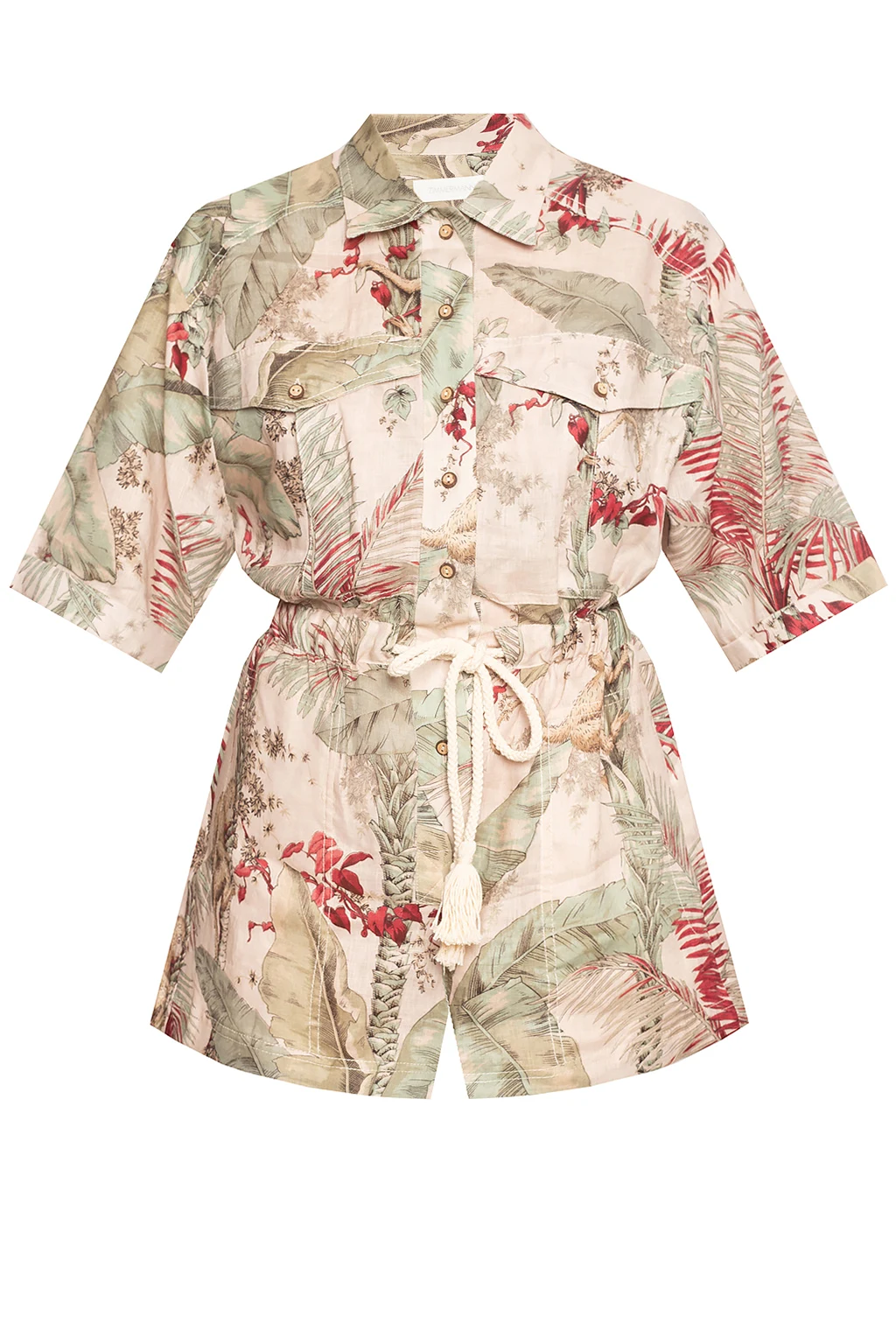 Patterned jumpsuit with short sleeves