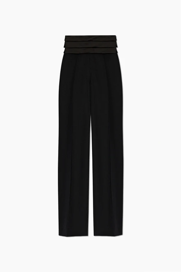 BLACK Wool pants with stitching on the legs