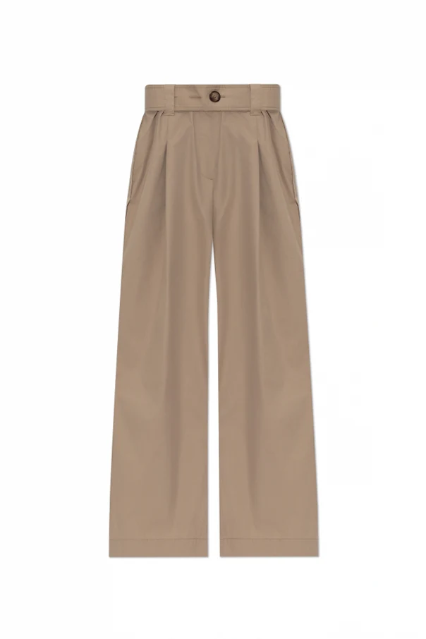 beżowy Spodnie z nogawkami o szerokim kroju