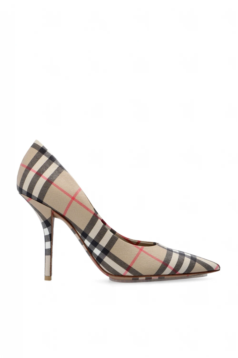 beige Checked stiletto pumps