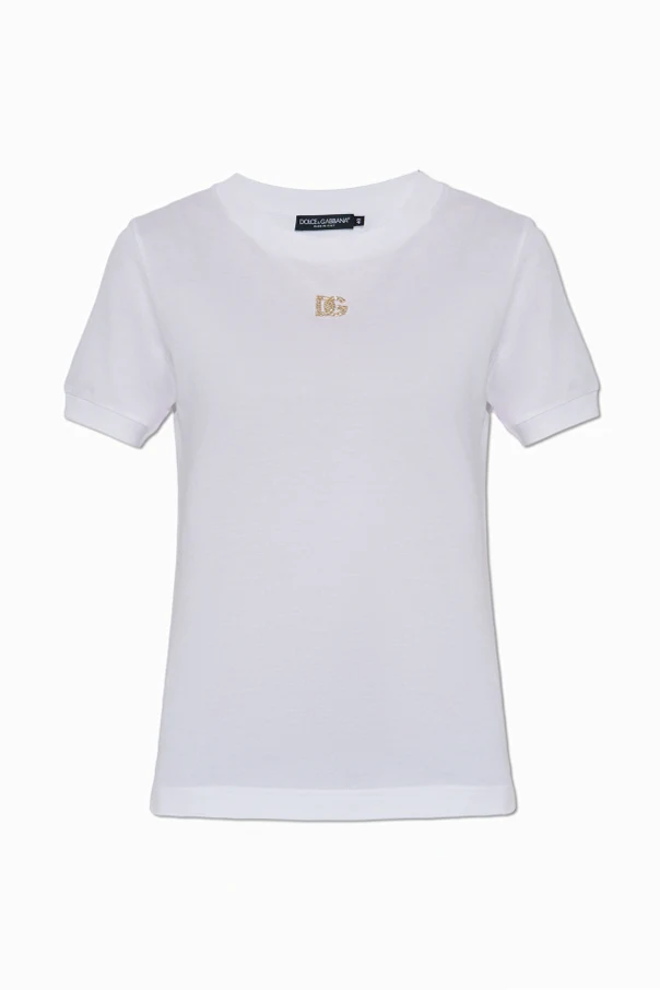 WEISS T-Shirt mit Logo-Applikation