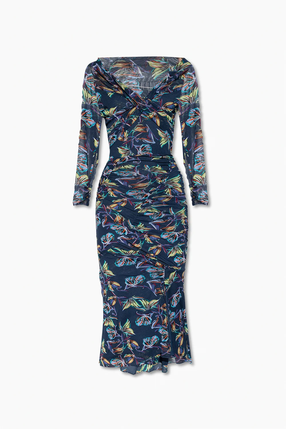 NAVY BLUE Dress with floral motif