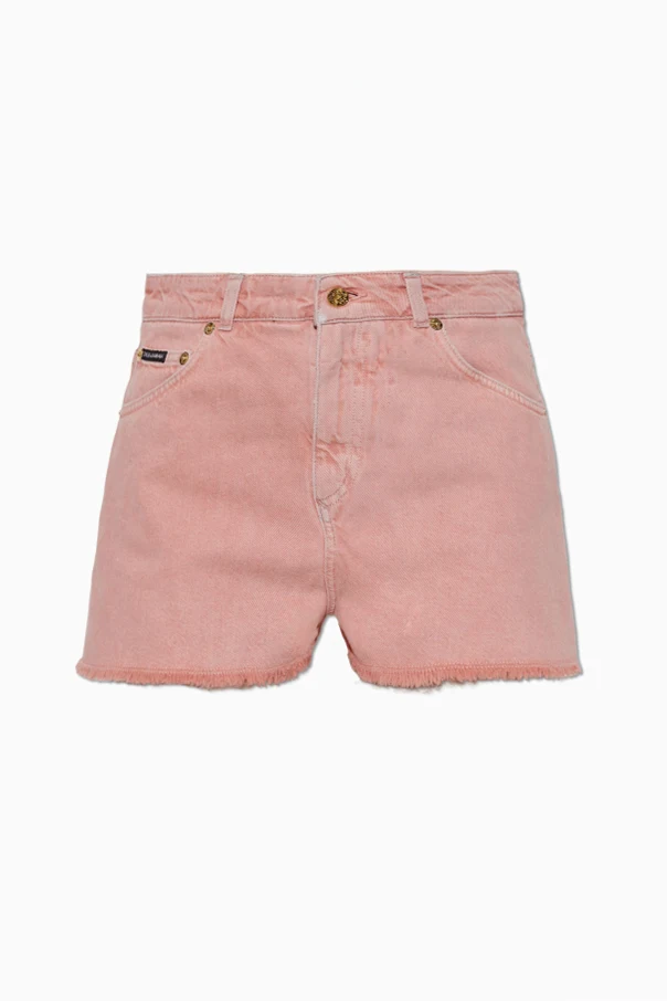RÓŻOWY Jeansowe szorty z efektem `vintage`