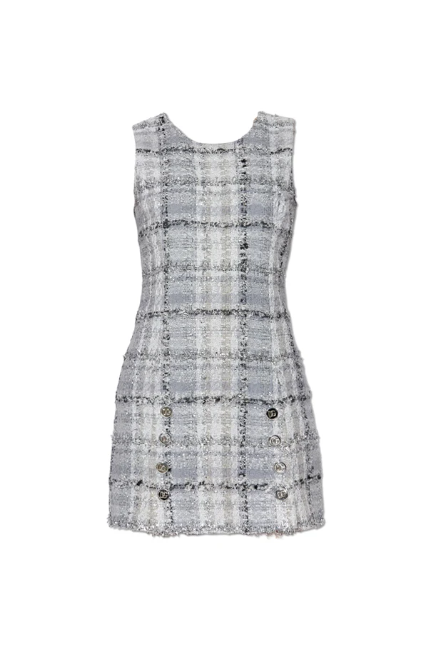 GRAU Ärmelloses Tweed-Kleid