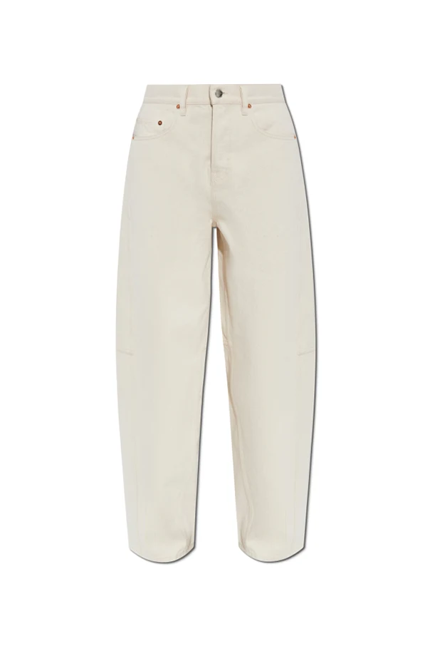 kremowy Jeansy z szerokimi nogawkami