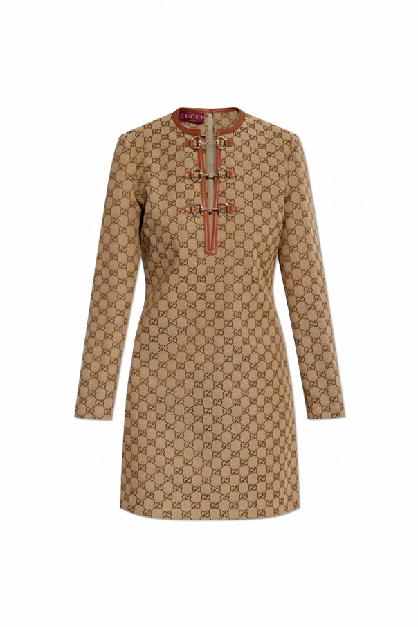 BEIGE Kleid mit GG-Muster