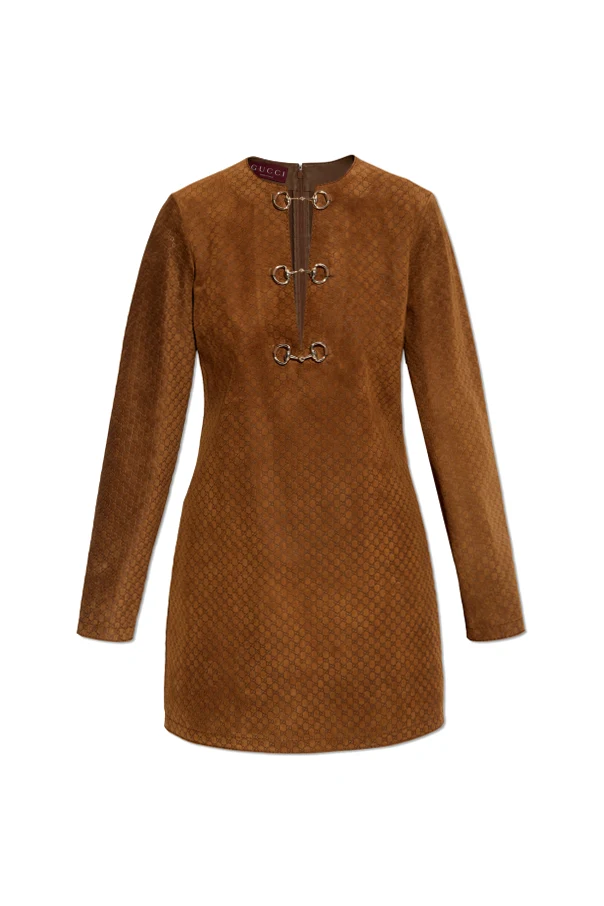 BRAUN Wildlederkleid mit GG-Muster