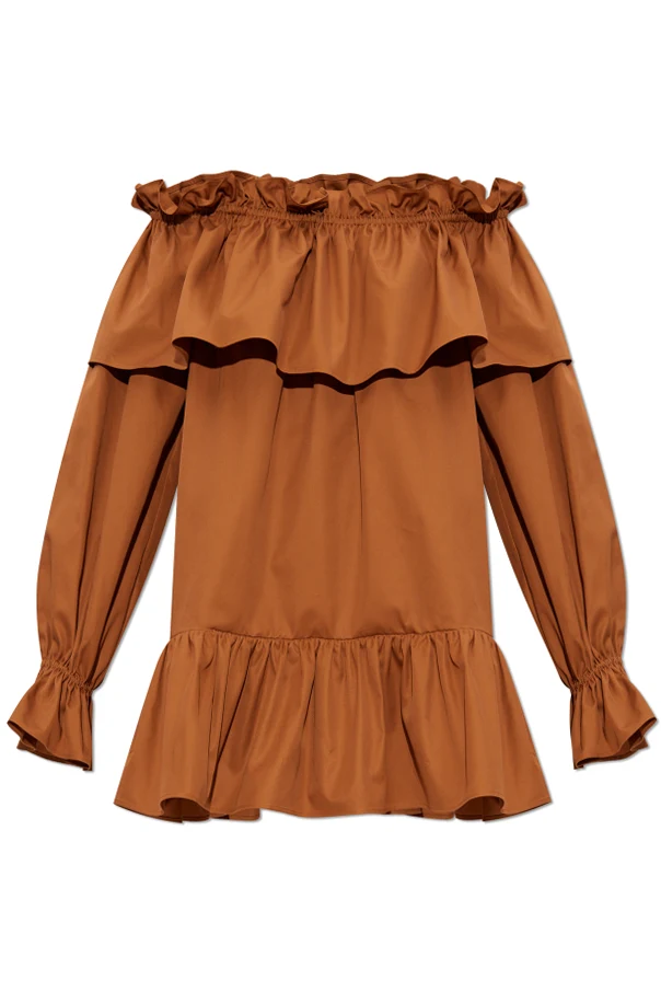 BRAUN Kleid mit Rüschen
