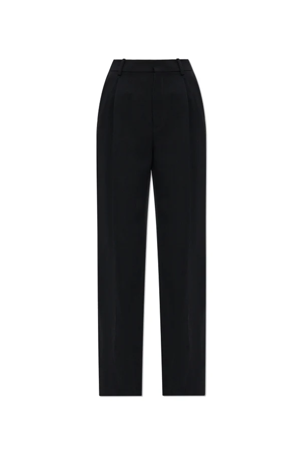 SCHWARZ Wollhose mit hoher Taille