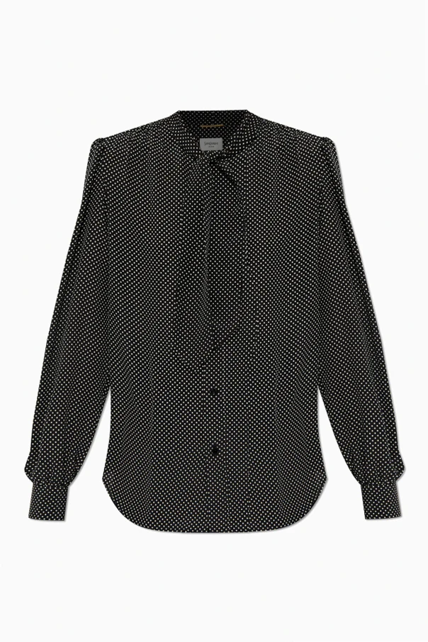 SCHWARZ Bluse mit Bindeband am Ausschnitt