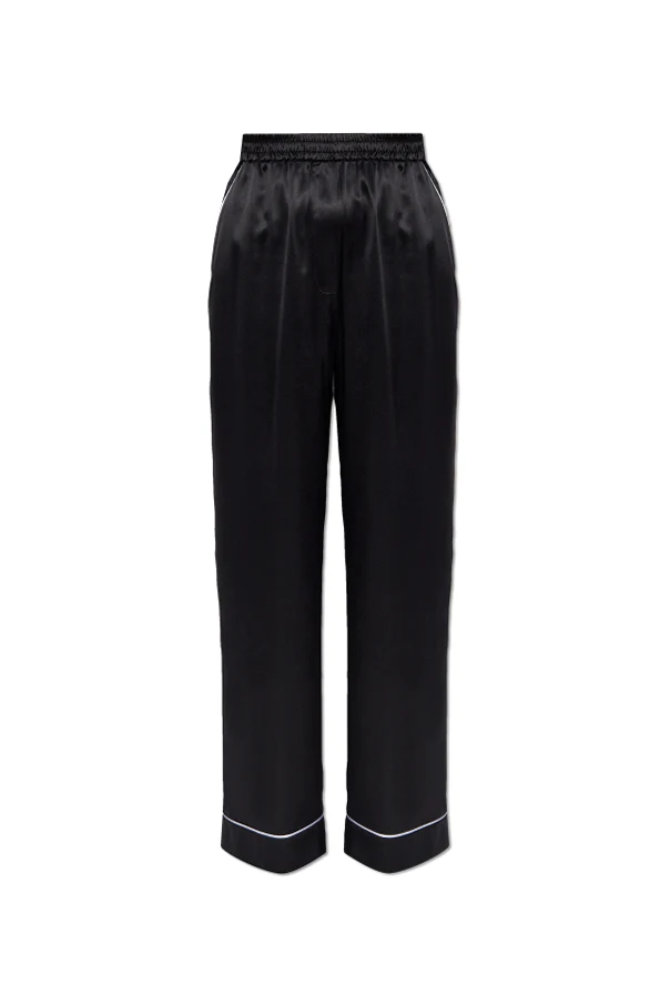 SCHWARZ Seidenhose mit weitem Bein