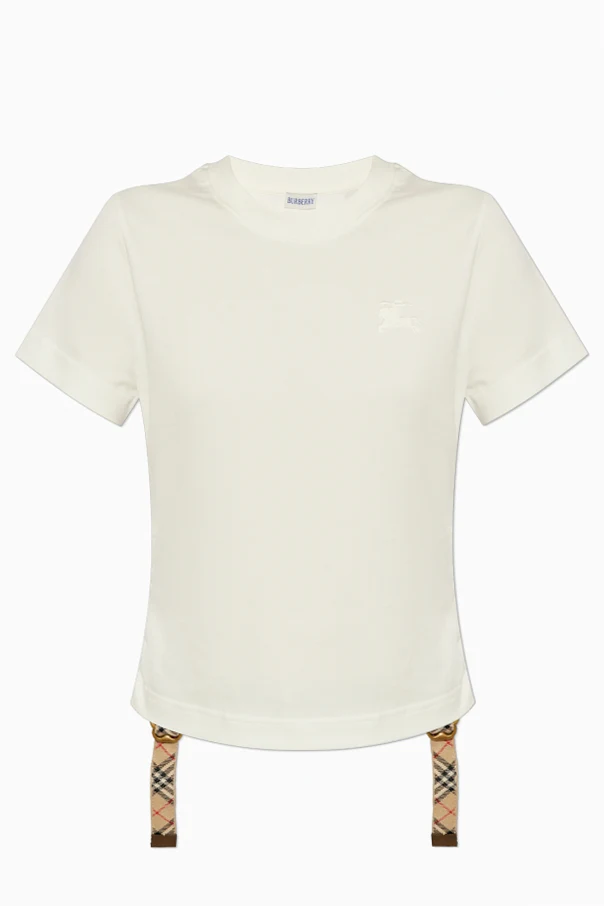 WHITE T-shirt with side drawstring