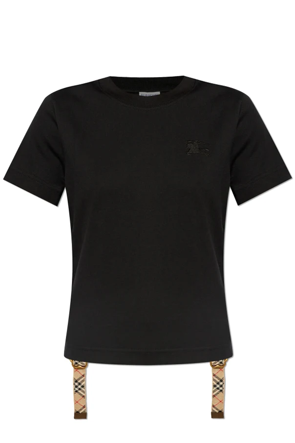 BLACK T-shirt with side drawstrings