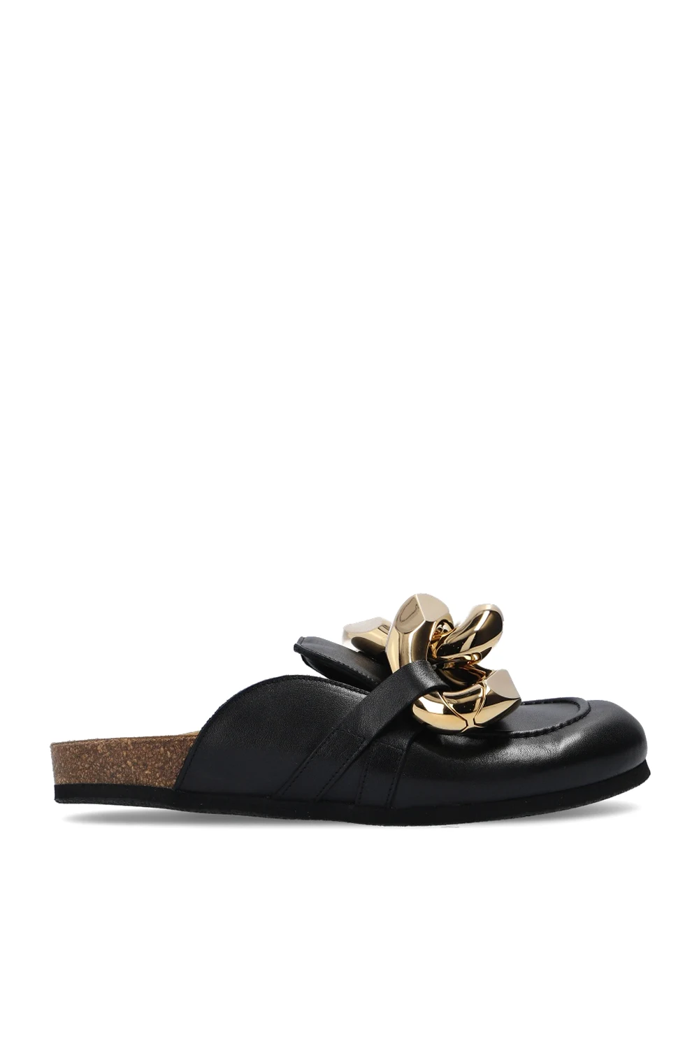 BLACK Leather loafer slides