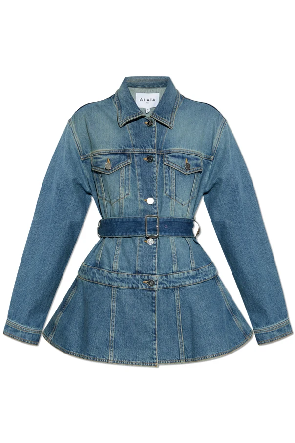 NIEBIESKI Kurtka jeansowa z pasem