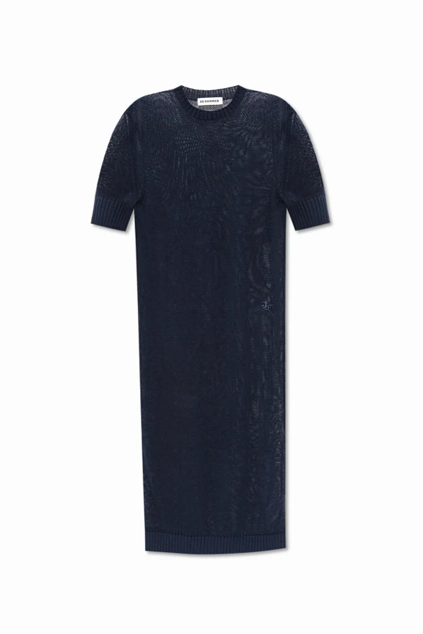 MARINEBLAU Baumwollkleid mit gesticktem Logo