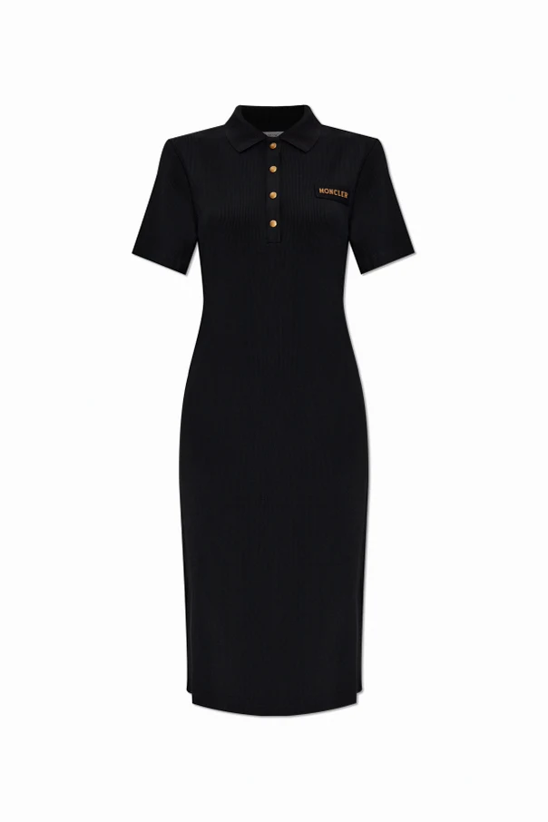 SCHWARZ Kleid mit Logo-Patch