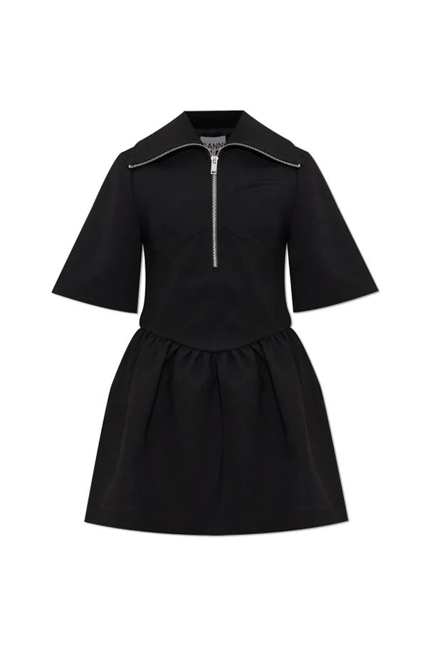 SCHWARZ Kleid mit Kragen