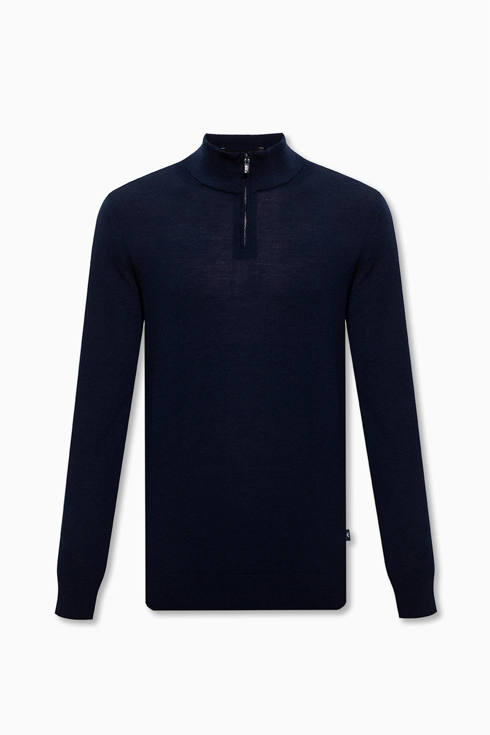 NAVY BLUE Wool sweater with standing collar