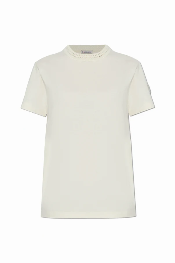 CREME T-Shirt mit dekorativem Ausschnitt