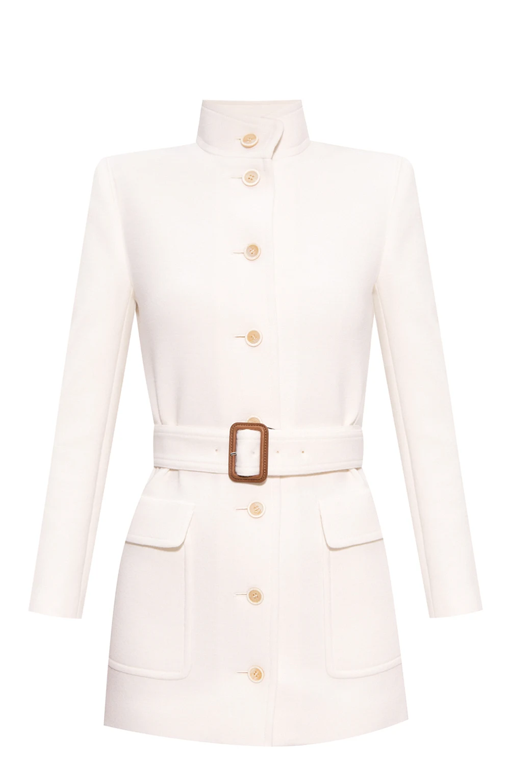 Wool jacket with standing collar