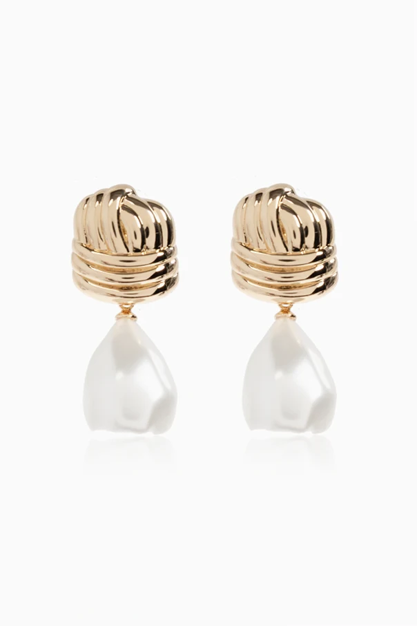 GOLD Brass earrings with pearl