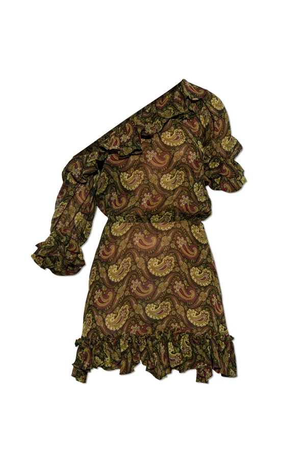 BRAUN Gemustertes Kleid mit Rüschen
