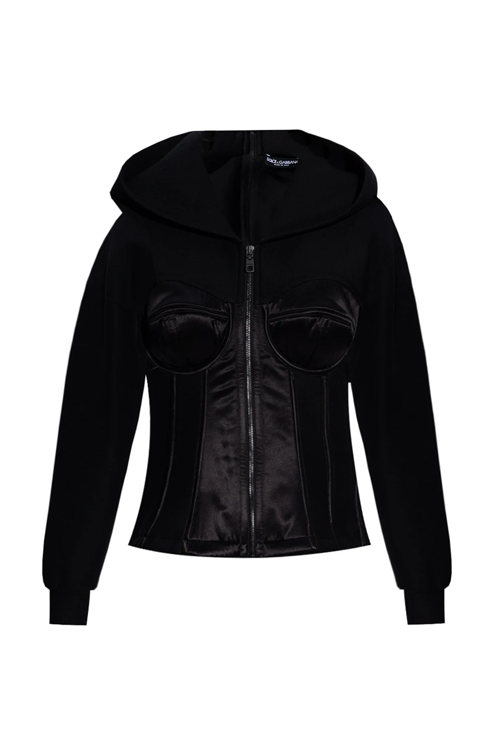 BLACK Hoodie with bustier details