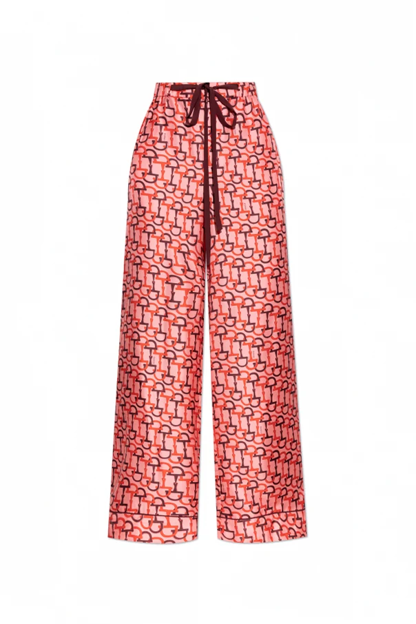 PINK Silk pants with a loose fit