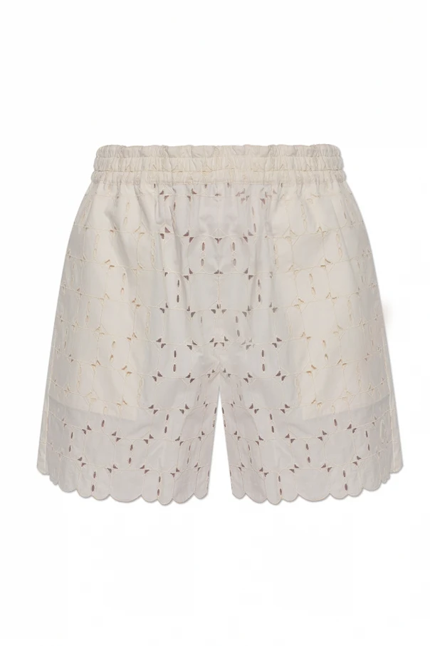 CREME Shorts mit durchbrochenen Einsätzen