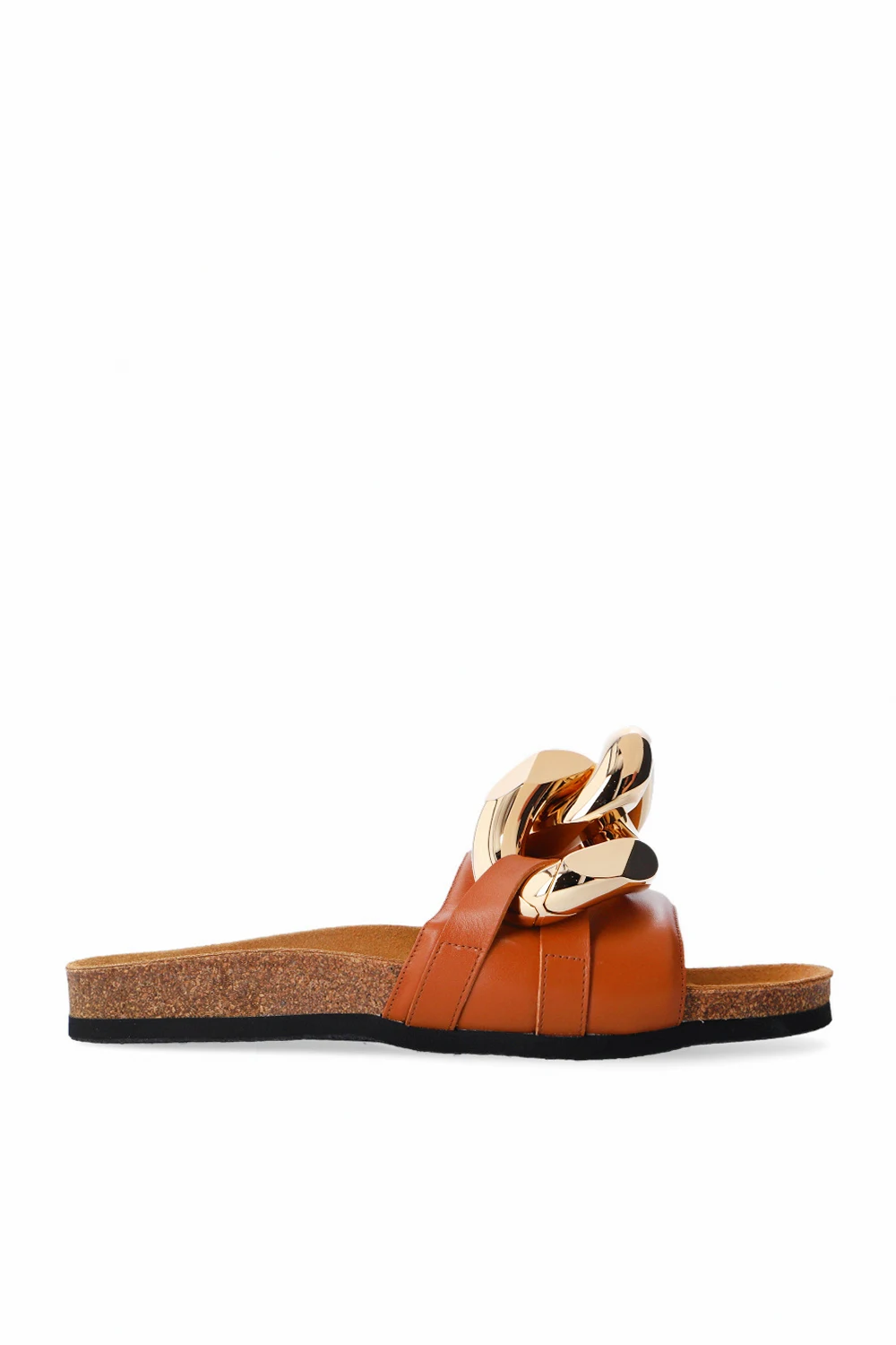 BROWN Leather slides