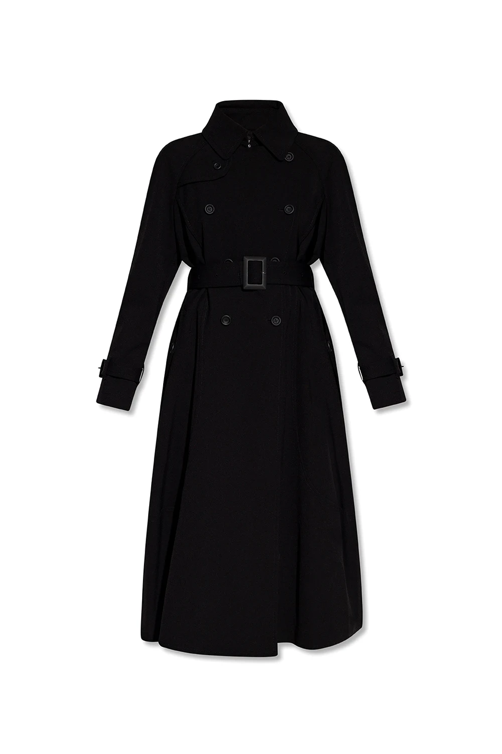 BLACK Double-breasted trench coat