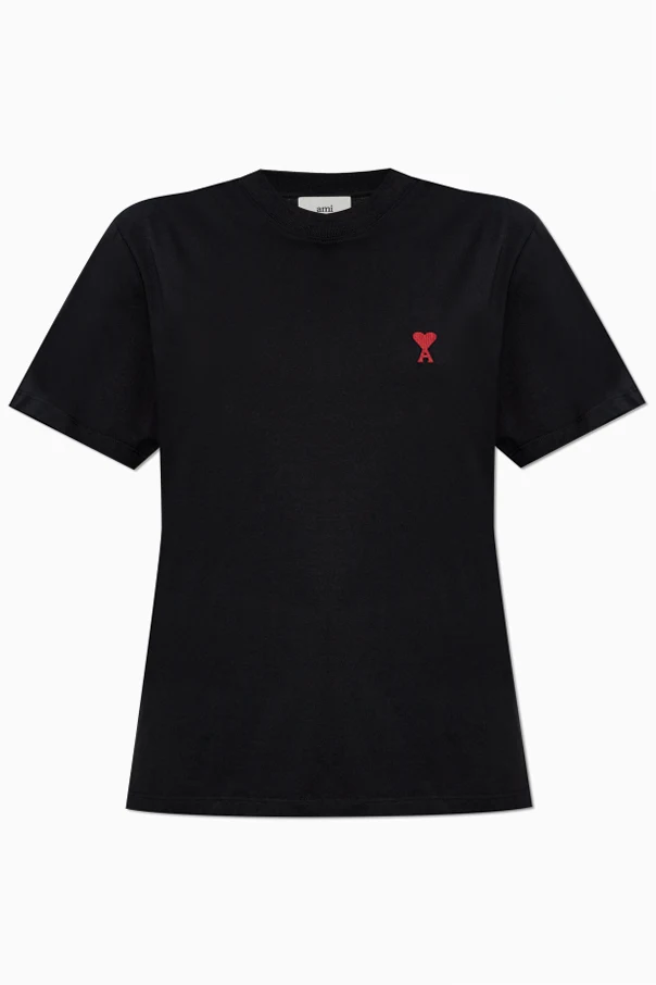 SCHWARZ T-Shirt mit gesticktem Logo