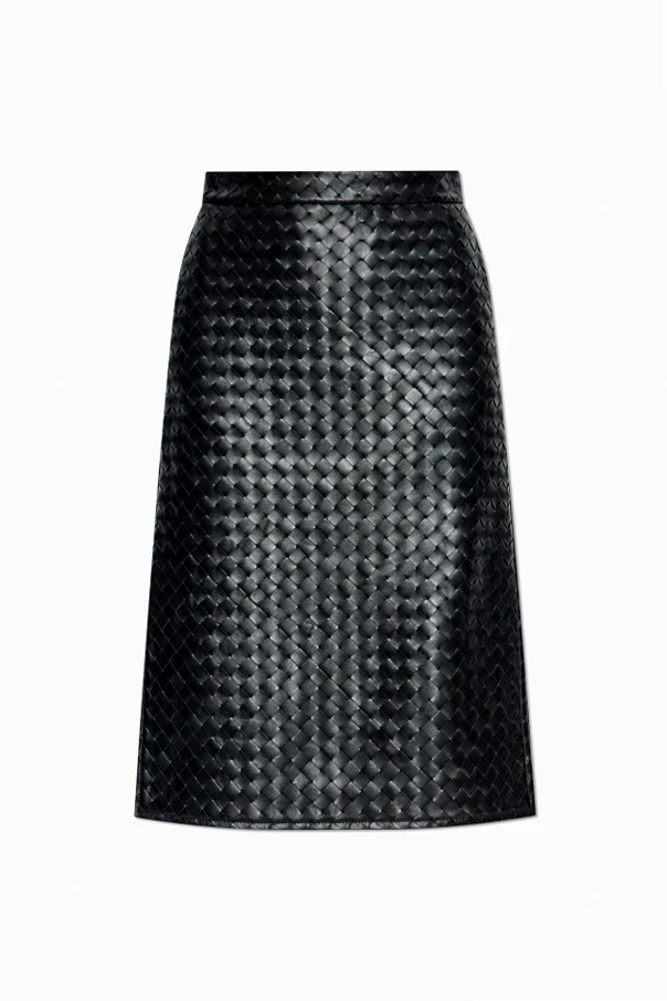 SCHWARZ Lederskirt mit seitlichem Schlitz