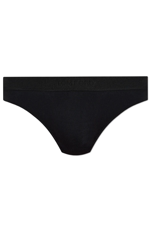 CZARNY Stringi z logo