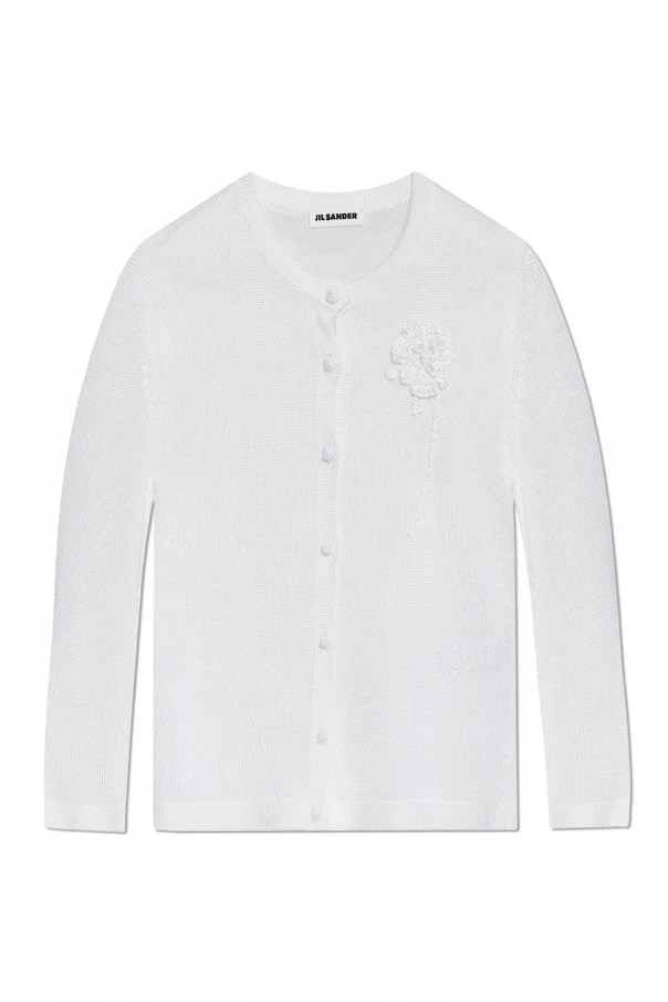 BIAŁY  Kardigan z motywem kwiatowym