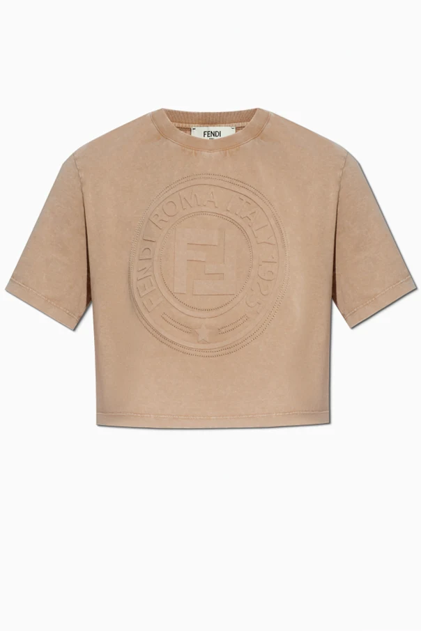 BRĄZOWY T-shirt z logo