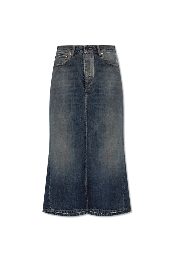 NAVY BLUE Denim skirt with vintage effect