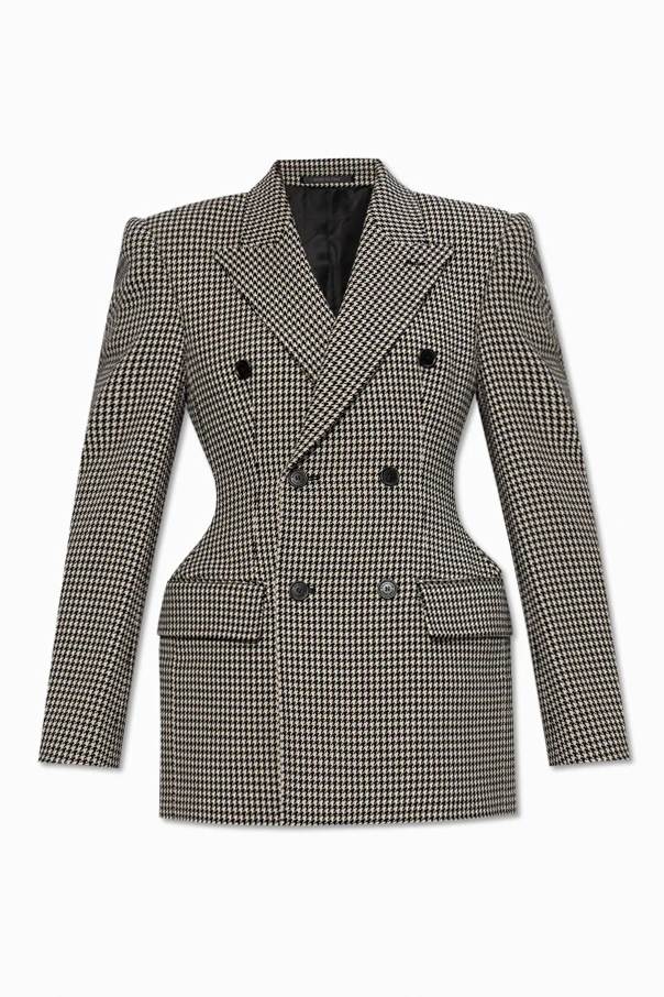 BLACK Double-breasted blazer with "houndstooth" pattern